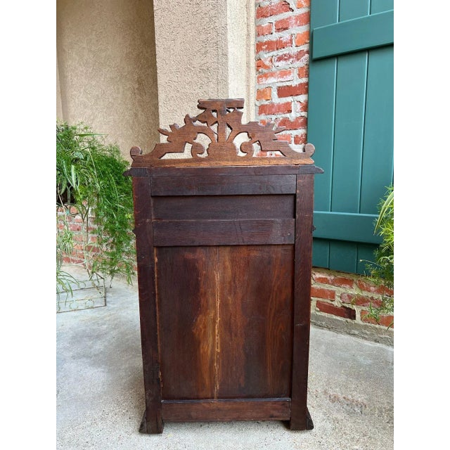 Antique French Altar Lecturn Gothic Bible Box Podium Sacristy Cabinet Carved Oak For Sale - Image 12 of 18