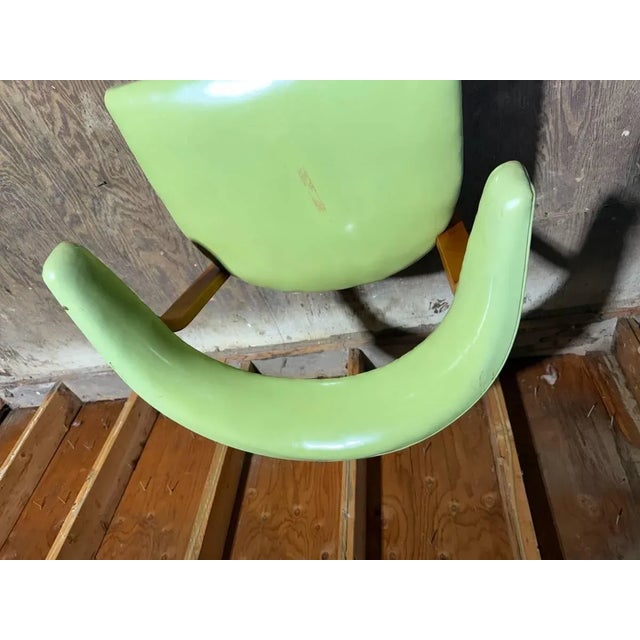 Mid-Century Modern Mid 20th Century Iconic Style Tub Green Vinyl Faux Leather Chair For Sale - Image 3 of 15