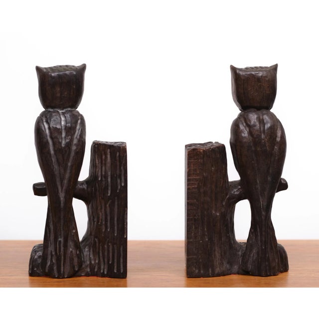 Vintage Wood Owl Bookends, Spain, 1960s, Set of 2 For Sale - Image 6 of 10
