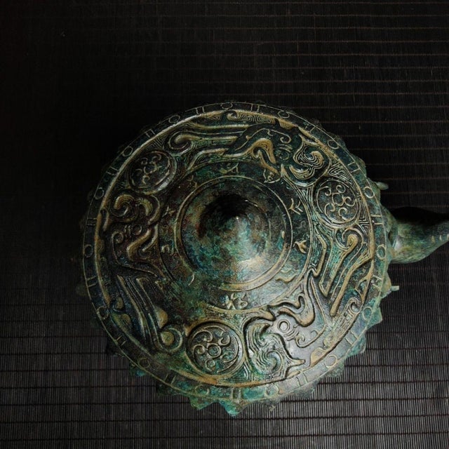 Chinese Bronze Horse & Chariot Sculpture With Verdigris Patina For Sale - Image 9 of 9