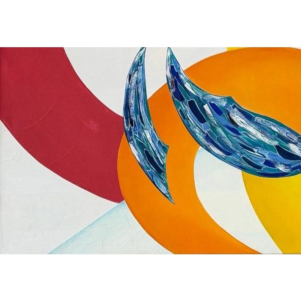 Wood Mid 20th Century Large Format Mid-Century Modern Abstract Oil Painting Progression No 13 by Peabody - 72” For Sale - Image 7 of 14
