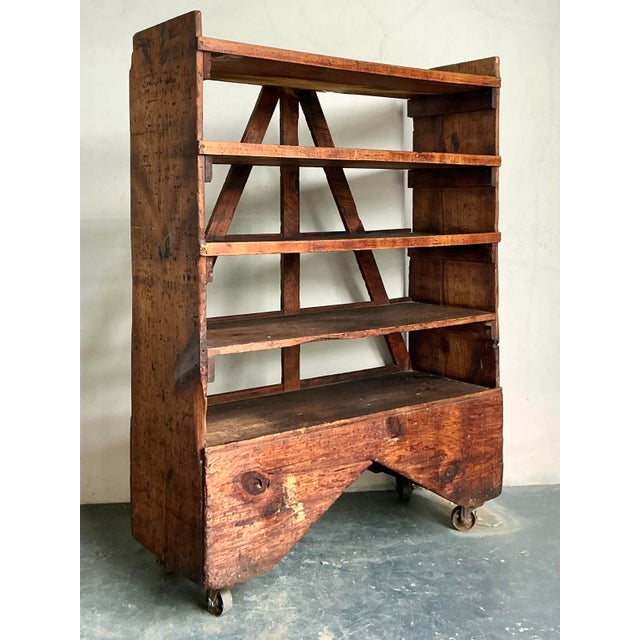 Vintage Boho Industrial Etagere on Wheels For Sale - Image 9 of 12