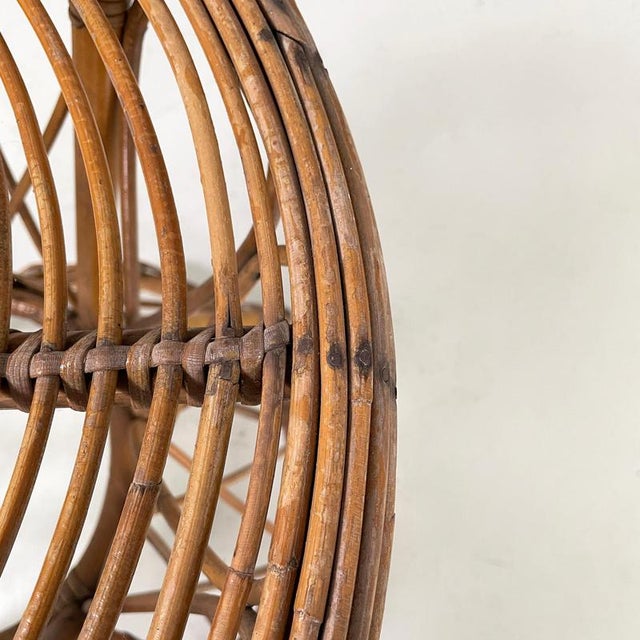 Mid-Century Italian Modern Round Coffee Table in Rattan, 1960s For Sale - Image 11 of 18