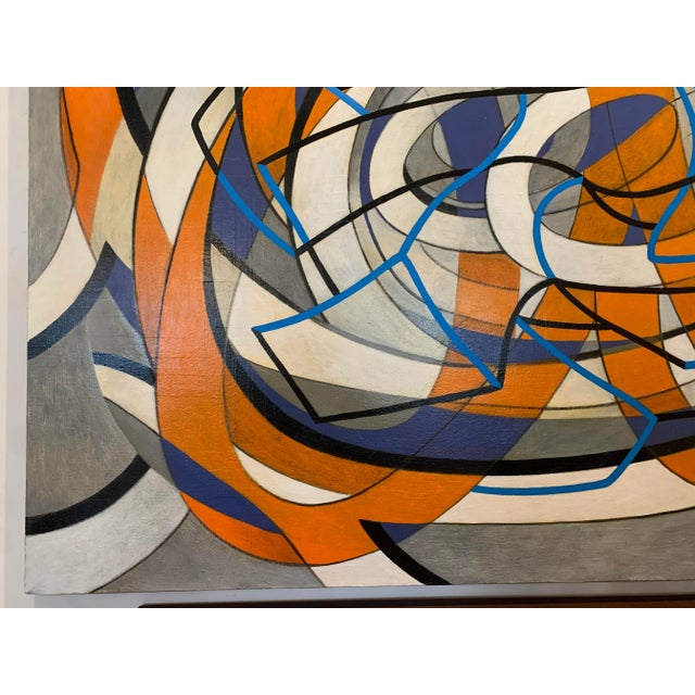 Mid 20th Century Mid 20th Century Geometric Abstract Oil on Canvas For Sale - Image 5 of 10