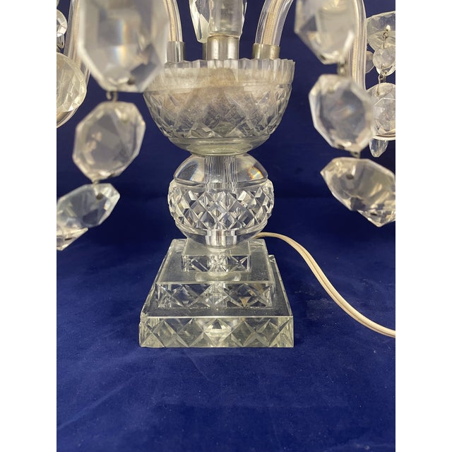 Vintage Pair of Large Regency Style Electrified Crystal Candelabrum For Sale - Image 16 of 18