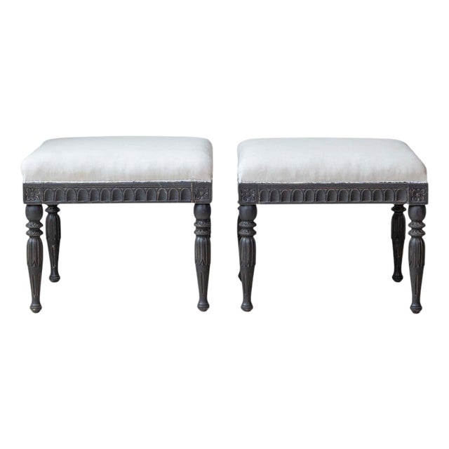 Pair of Swedish Empire Stools, Early 19th Century For Sale