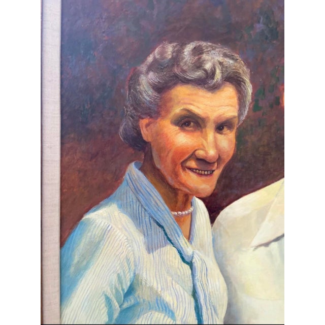 Warm Mid-Century Portrait of Elderly Couple by Samuel Gansheroff – Signed Oil Painting For Sale - Image 10 of 10
