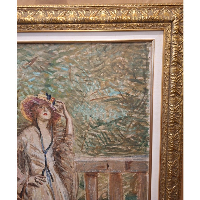 Logos ( Louis ) Mark Portrait Oil Painting " Woman in a Garden " For Sale - Image 4 of 8