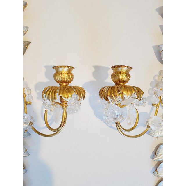 Late 20th Century Bagues Style Rock Crystal Wall Sconces-A Pair For Sale - Image 9 of 11