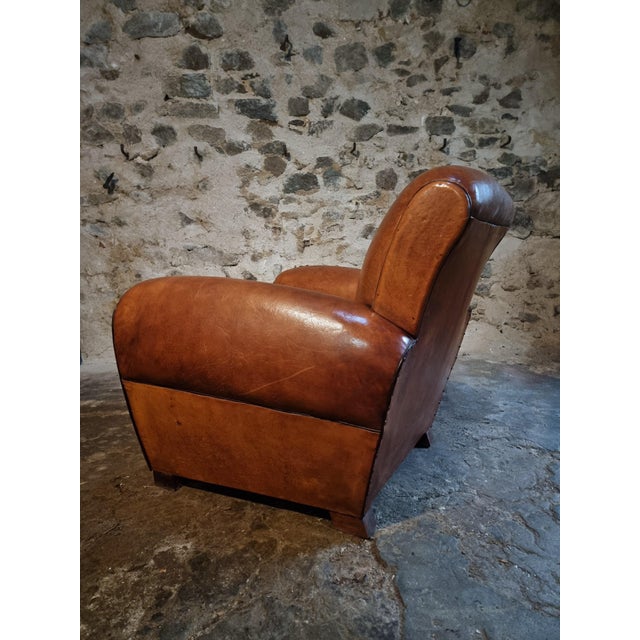 Vintage Leather Club Chair, France, 1940s-1950s For Sale - Image 12 of 18