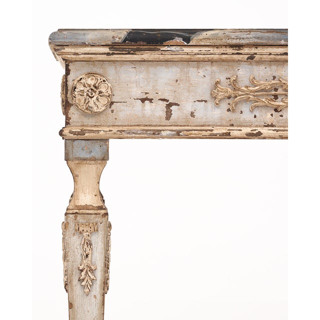 Wood Antique Italian Painted Consoles, Faux Marble, Hand-Painted For Sale - Image 7 of 9