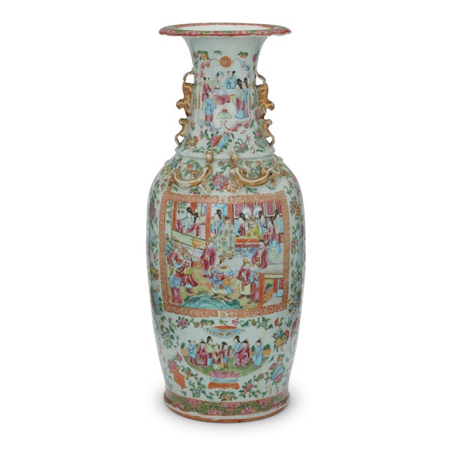 Large 19th Century Rose Medallion Vase, 24" For Sale - Image 4 of 6