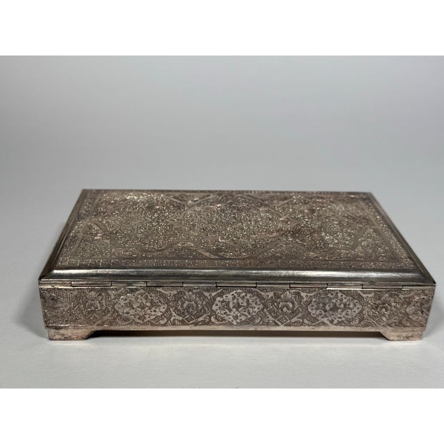 Metal 1970s Hand-Engraved 84 Silver Decorative Box For Sale - Image 7 of 12