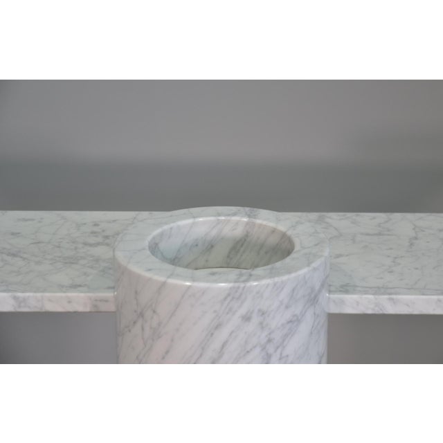1980s Console Table in White Carrara Marble by Angelo Mangiarotti for Skipper Loico Collection, 1980 For Sale - Image 5 of 16