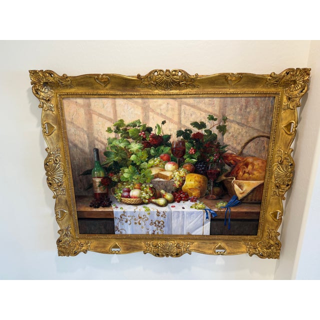 Large Still Life Oil Painting 22k Gold Frame Rosa Chavez For Sale - Image 12 of 15