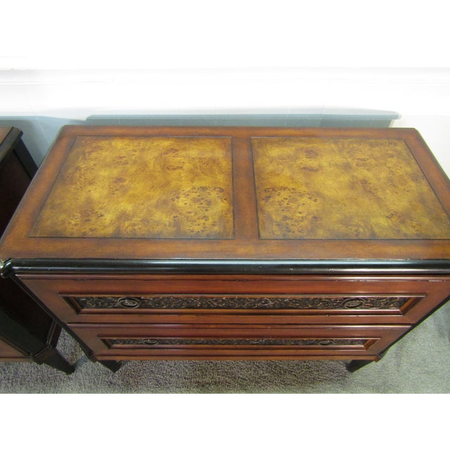 Milling Road by Baker Furniture Pair of Matching Burl Wood Chests For Sale - Image 11 of 12