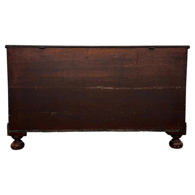 Brown 19th Century English Oak Coffer Chest with Mahogany Cross-Banding For Sale - Image 8 of 11