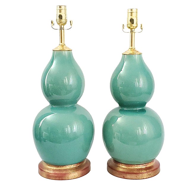 Lamp Pair Restored Vintage Christopher Spitzmiller Style Coastal Blue Crackled Porcelain For Sale - Image 13 of 14