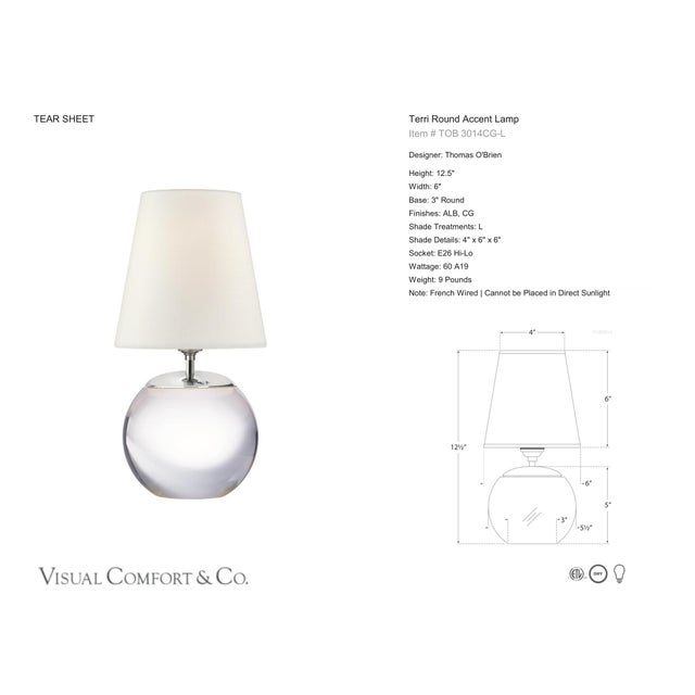 Thomas O'Brien by Visual Comfort Signature Terri Round Accent Lamp in Crystal with Linen Shade Designer: Thomas O'Brien...