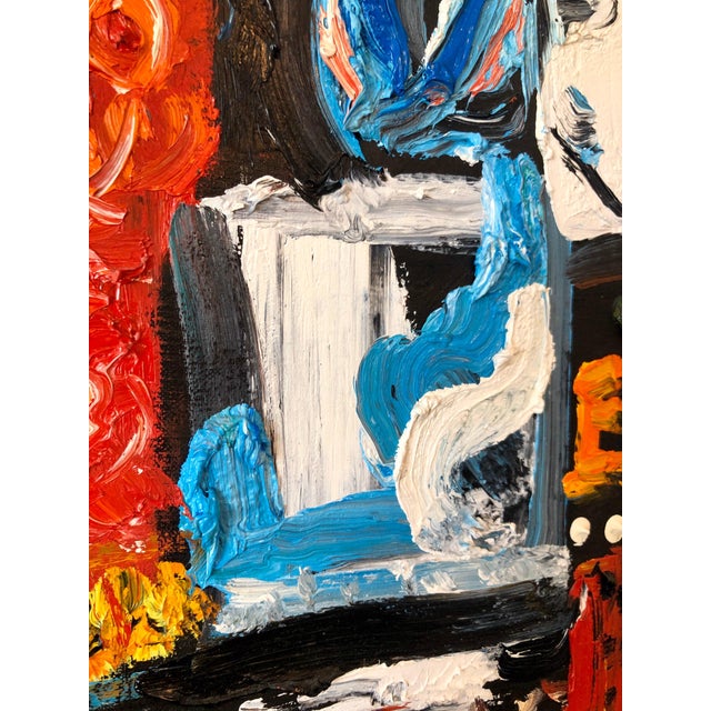 Red Simon Gaon, Vibrant New York City Times Square, Figural Abstract Expressionist Oil Painting For Sale - Image 8 of 10