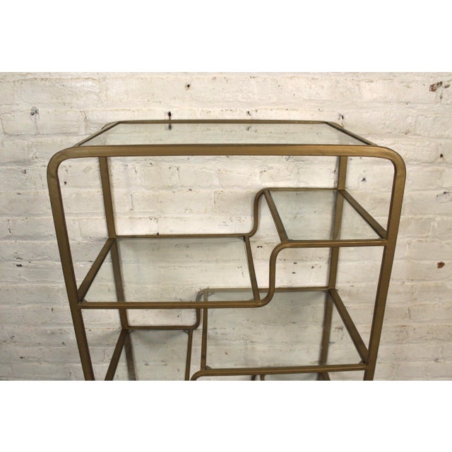 Metal Vintage Mid-Century Multitiered Bronze Plated Waterfall Shelf For Sale - Image 7 of 13