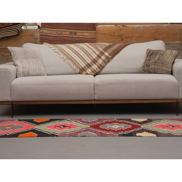1970s Vintage Handmade Wool Cotton Purple Runner Rug For Sale - Image 10 of 11