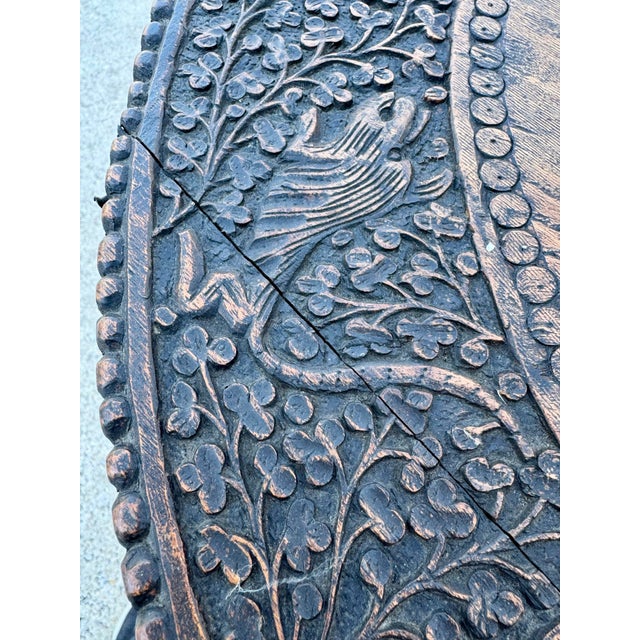Antique Burmese Round Hand-Carved Side Table For Sale - Image 9 of 12