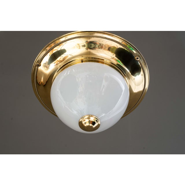 Gold Large Art Deco Ceiling Lamp with Opal Glass Shade, Vienna, 1920s For Sale - Image 8 of 18