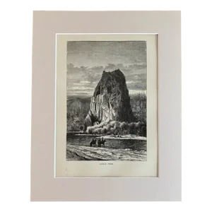 Antique 1874 Wood Engraving "Castle Rock" Washington, in 11x14 Frame-Ready Mat