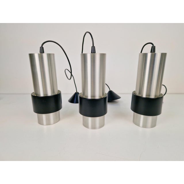 Mid-Century Modern Tout Rond Tout Droit Pendant Model B-1198 Silver by Nico Kooy for Raak Amsterdam, 1970, Set of 3 For Sale - Image 3 of 8