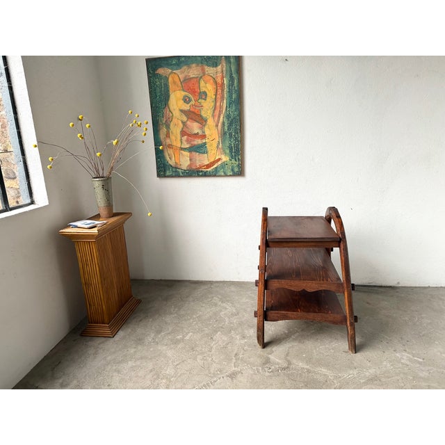 Brown Brutalist Wood Shelf, 1950s For Sale - Image 8 of 18