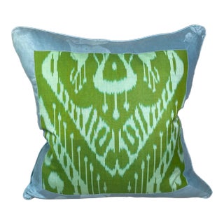 Contemporary Green Ikat Pillow For Sale