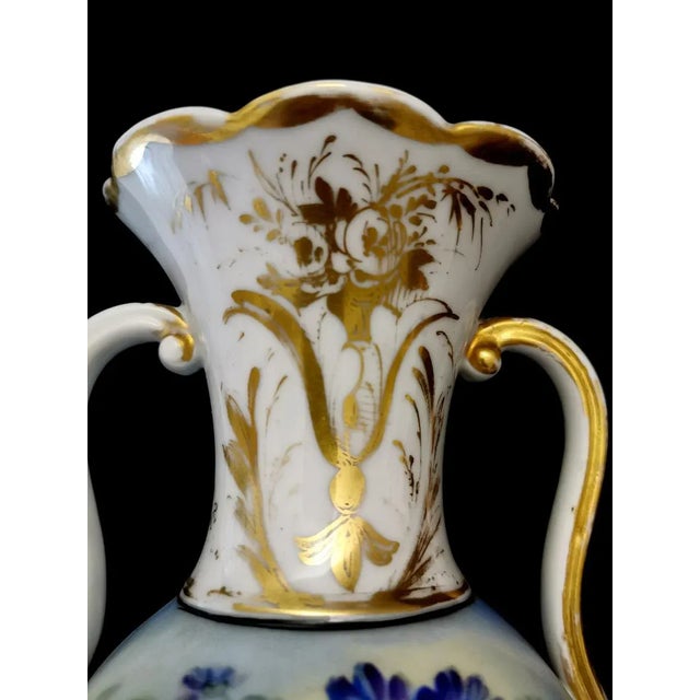 Porcelain De Paris Napoleon III French Hand Painted Vases - a Pair For Sale - Image 9 of 12