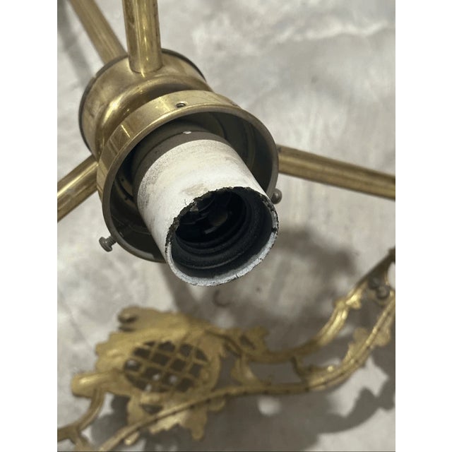 Metal Antique Victorian / Rococo Style Bronze Veritaele 3 Arm Chandelier For Sale - Image 7 of 11