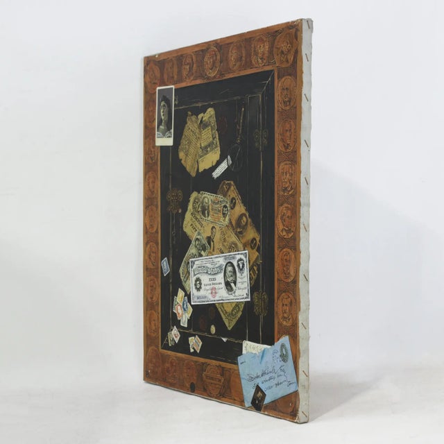 This captivating vintage trompe l'oeil oil painting, titled "The Changes of Time," is a masterful example of late 19th-...