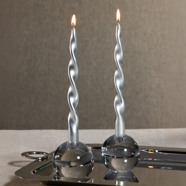 Contemporary Lumière Twist Taper Candles, Set of 12 in Silver, 10" For Sale - Image 3 of 4