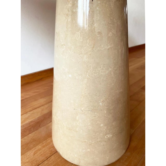 Stone Postmodern Cream Off White Marble Dining Table with Pedestal Base from Angelo Mangiarotti, 1970s For Sale - Image 7 of 13