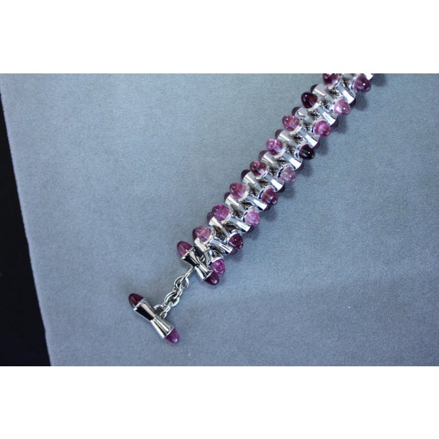 Tamara Commoli Pink Tourmaline Rubellite Mikado 18k White Gold Unique Bracelet For Sale - Image 10 of 18