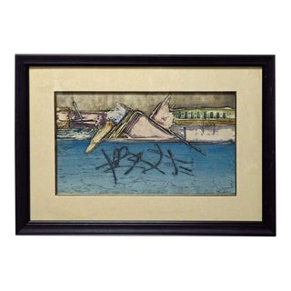 Embroli "X Series Ii" Collagraph Signed Framed Abstract Art 1980s For Sale