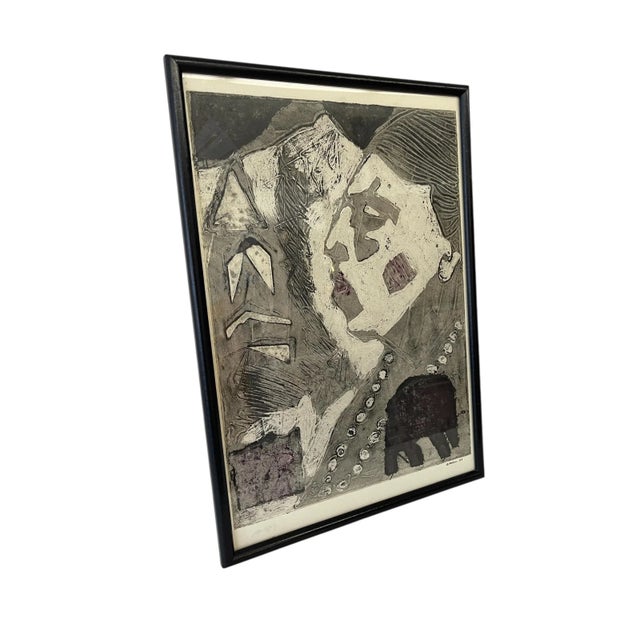 Original collagraph print titled Indian Ill - Elephant by artist B.Dodson, dated 1988. This striking work blends abstract...