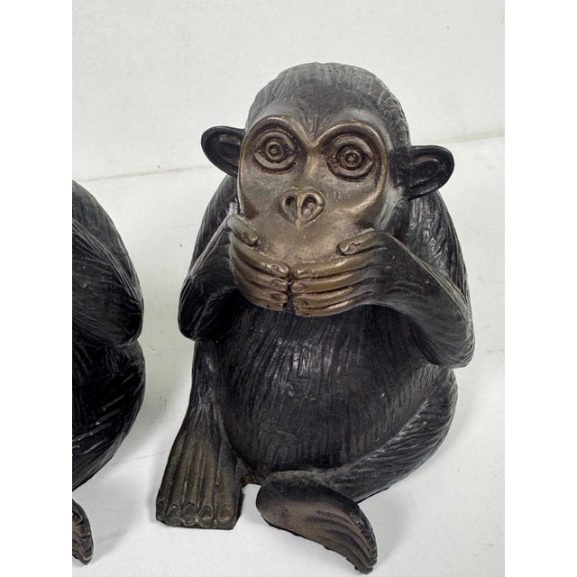 Vintage Cast Brass 3 Wise Monkeys For Sale - Image 11 of 11