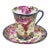 Antique Victorian Teacup & Saucer Cobalt Blue & Roses W/ Draped Gold Trim For Sale