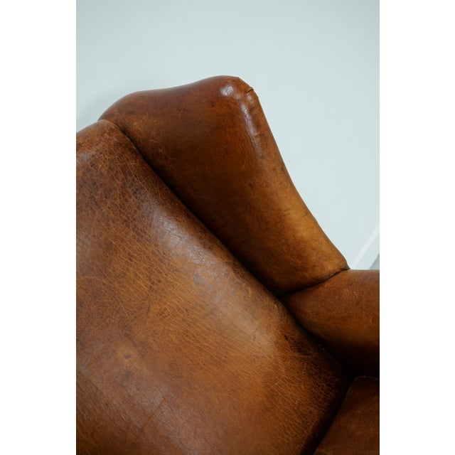 Vintage Dutch Cognac Colored Leather Club Chair For Sale - Image 6 of 18