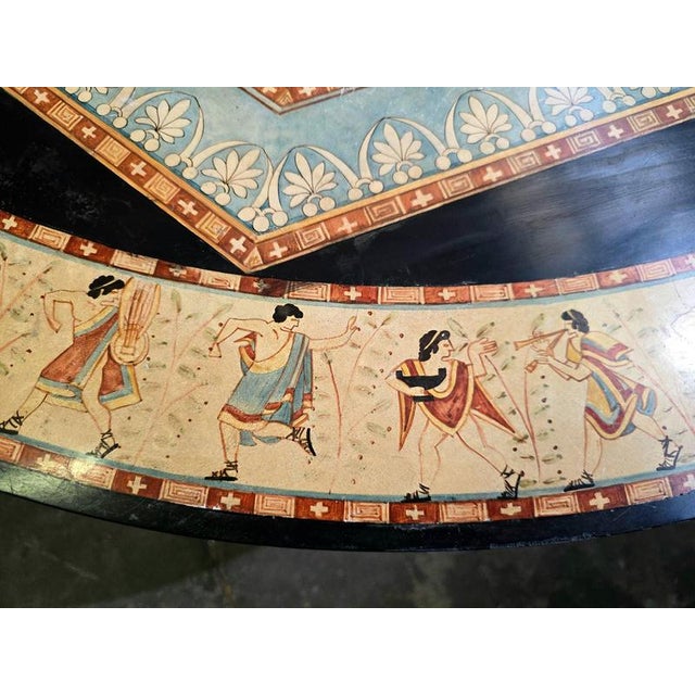 20th Century Italian Round Marble Table with Hand-Painted Classical Greek, 1920 For Sale - Image 9 of 13