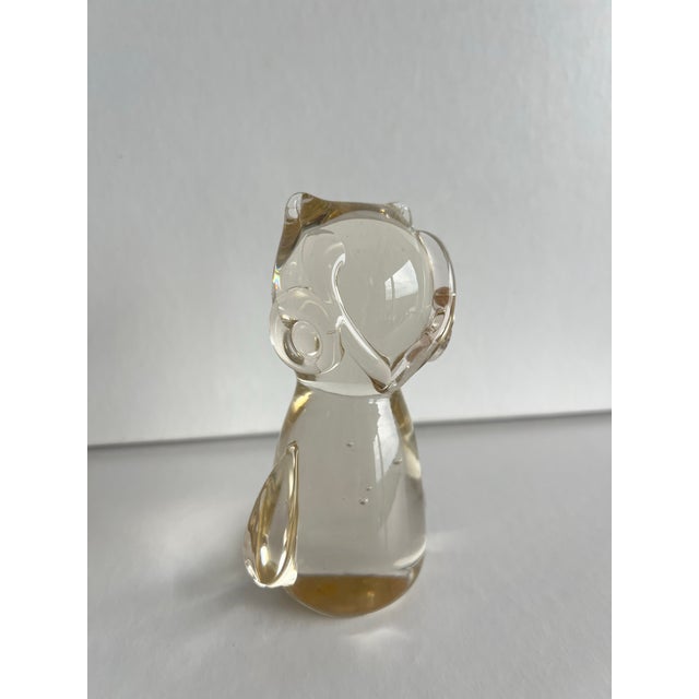 Glass 1970s Hand-Blown Glass Owl Paper Weight For Sale - Image 7 of 9