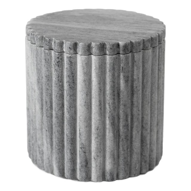 Erin Gates x Kassatex Beacon Hill Fluted Marble Cotton Jar, Grey For Sale