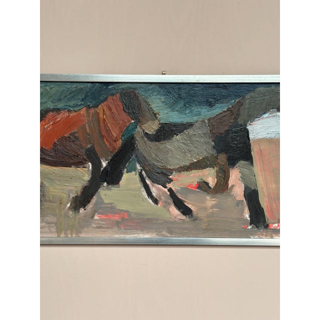 Calle Johansson, Two Horses, 1959, Oil Painting on Panel, Framed For Sale - Image 14 of 15