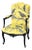 1960s Gothic Raven Crow Yellow Velvet and Embroidery Armchair For Sale