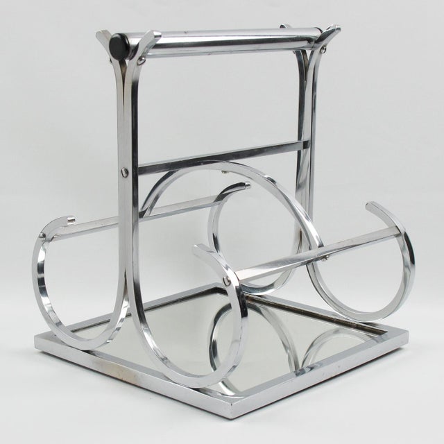 La Compagnie des Arts Français 1930s Jacques Adnet Art Deco Barware Bottle Holder Carrier For Sale - Image 4 of 9