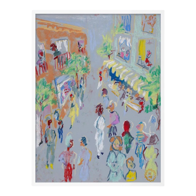 In the Street by Happy Menocal in White Frame, XS Art Print For Sale